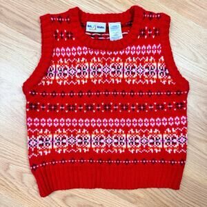 Vintage Kids Sweater 3T Red Fair Isle Best Pullover Boys Christmas Holiday